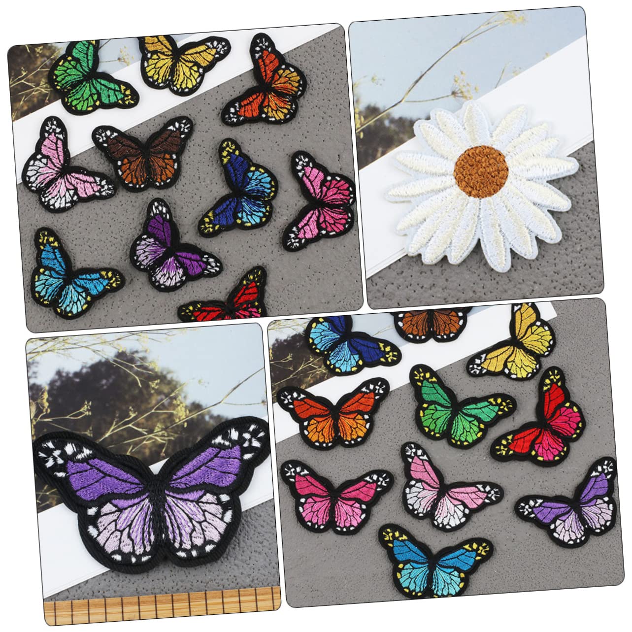 NUOBESTY 126stücke Teiliges Bunter Gestickter Applikationen Mit Schmetterlingen Und Blumen Für -kleidung Aufnäher Für Jeansreparatur Und Kreative Dekoration Von Textilien
