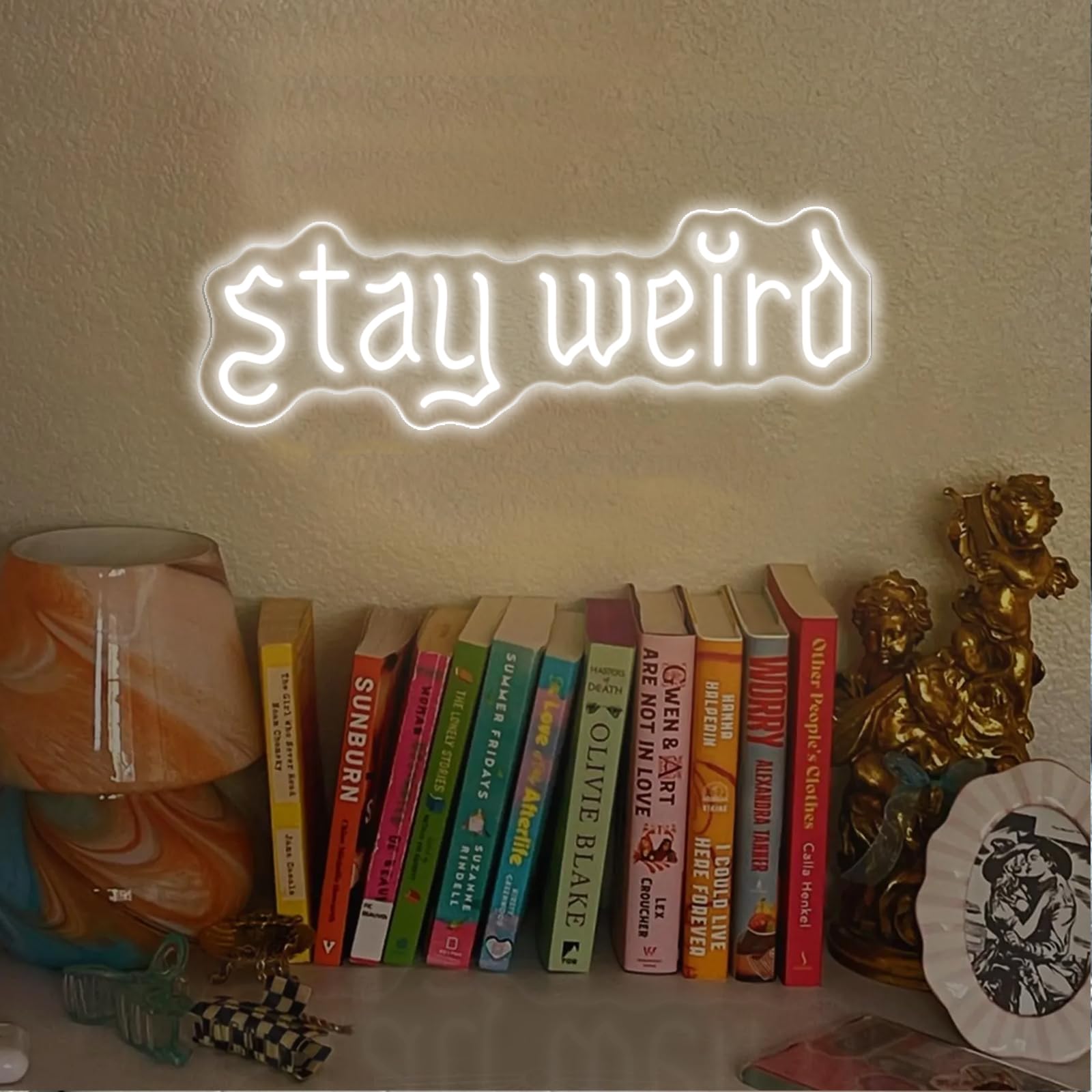 Stay Weird Neon Sign – Pink LED Wall Decor, USB Powered With Dimmable Switch, For Bedroom, Living Room, Or Party