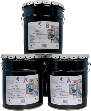 Colored Epoxies White Resin & Hardner Garage Floor Epoxy Kit, 15 Gallon