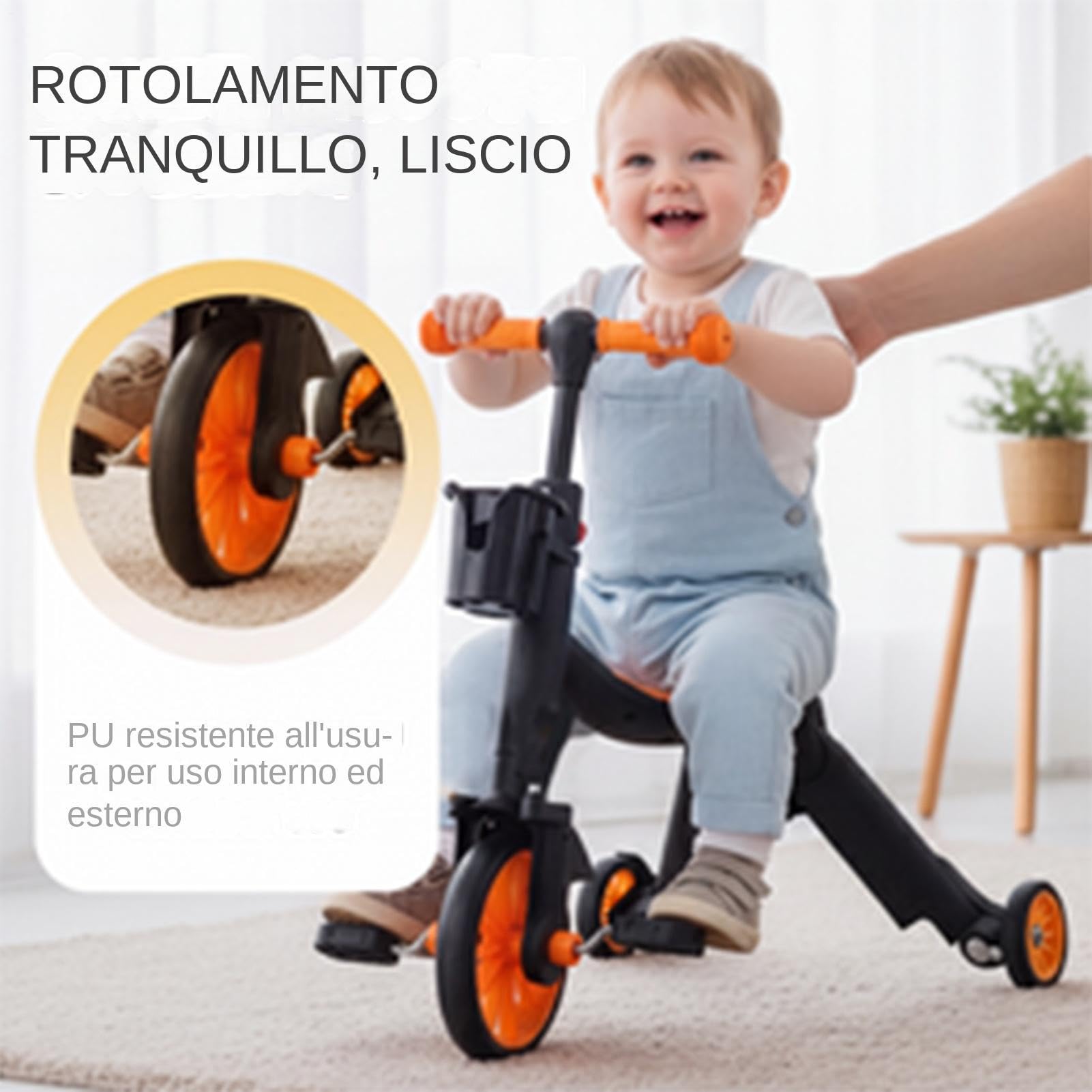 Kids Trike, Multi-Mode 3-Wheel Push Handle, Stable Ride Toy 35x27inches