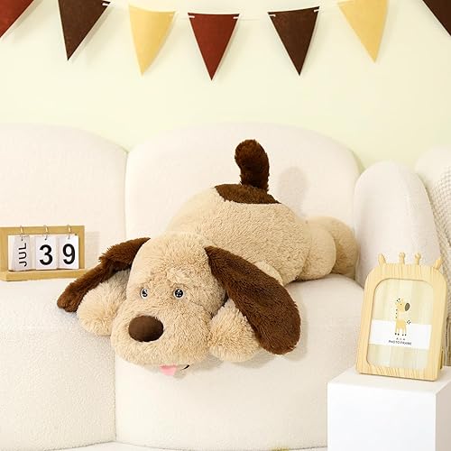 Miniatura 4 de MaoGoLan Peluche de perro gigante, perro de peluche grande de 31 pulgadas, almohada de peluche esponjosa y tierna, juguete de cumpleaños para niñas