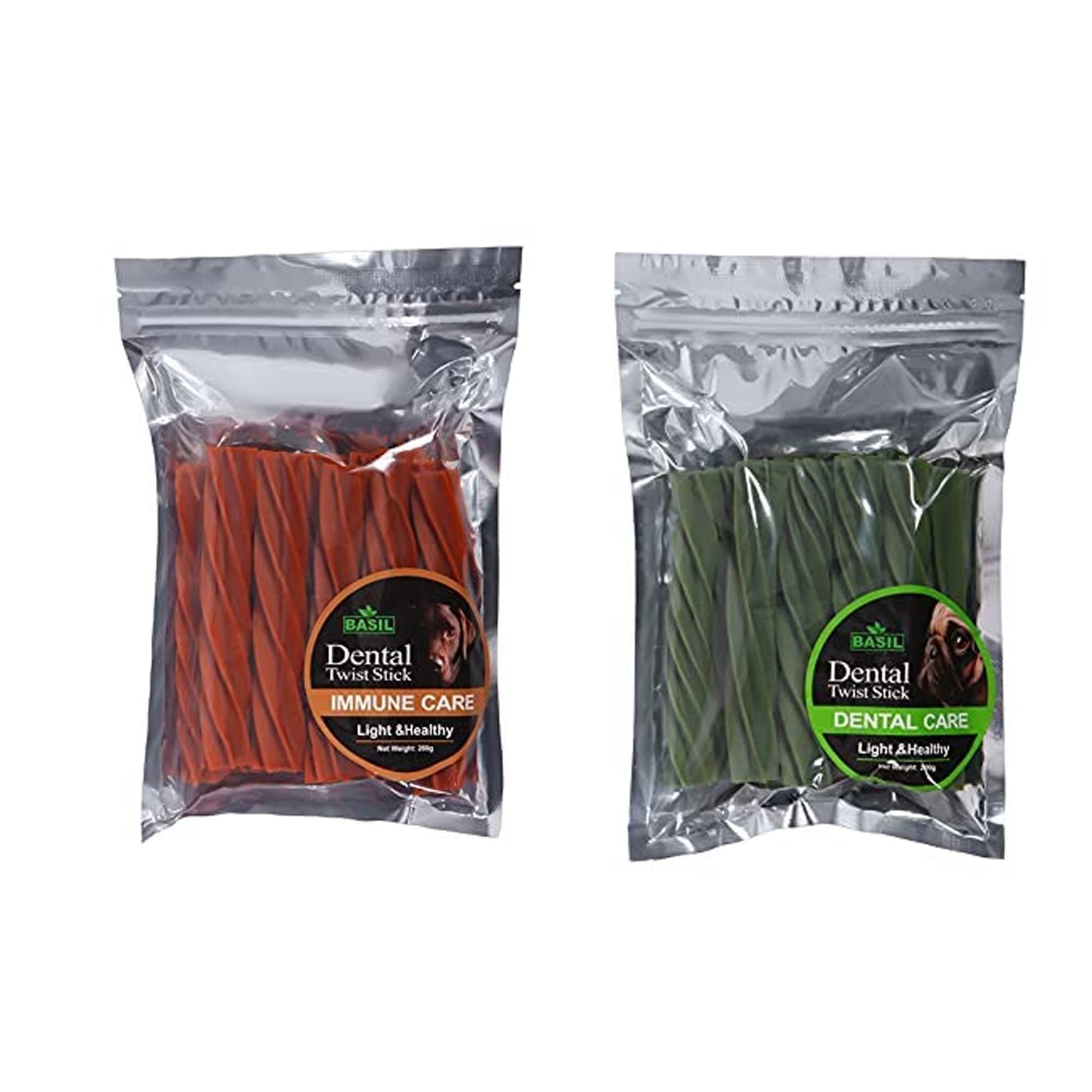 Basil Dental Care & Immune Care Twisted Chew Sticks Pets Treats and Chews, Light and Healthy for Dogs (200gms in a Packet) Dental Cavities and Cleans - Pack of 2 (B09SYZRWBD) Amazon Price History, Amazon Price Tracker