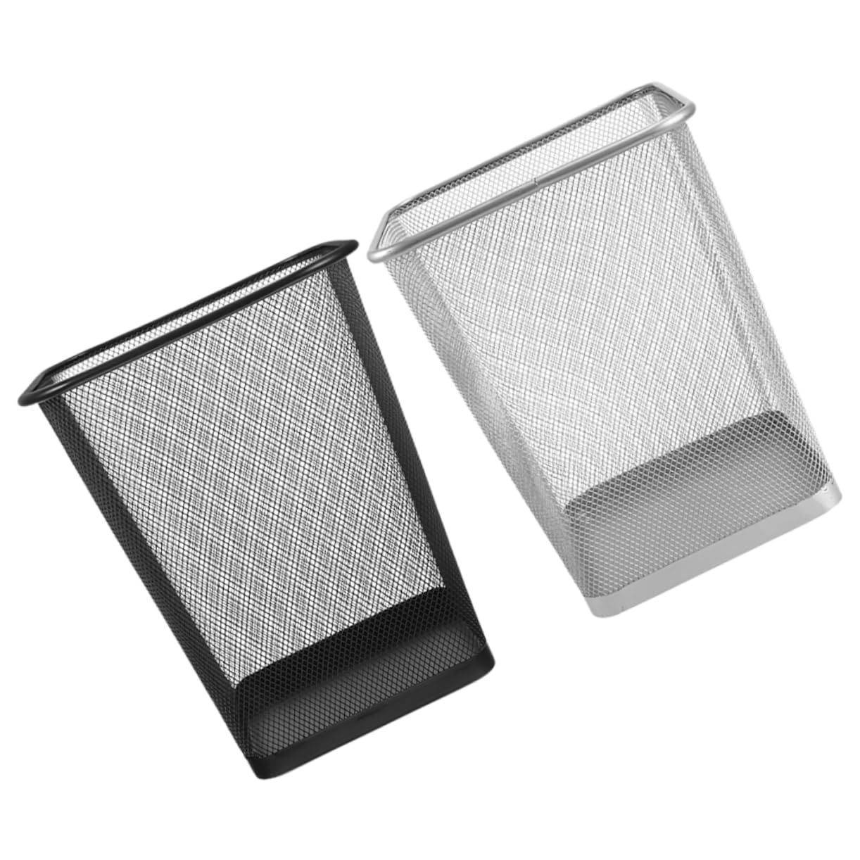 SHINEOFI 2piezas Papelera De Metal Cuadrada Para y Diseño y Espacioso Para Dormitorio y Escritorio Unidades Negro y Plata