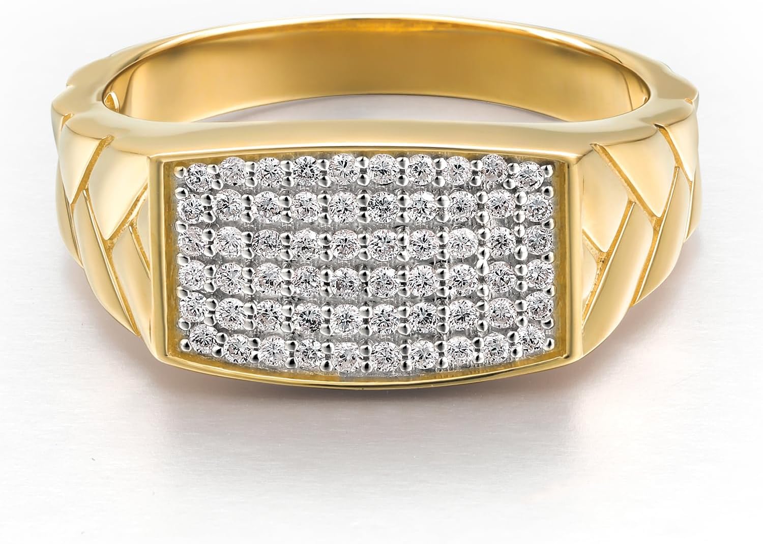 Gem Stone King 10K Yellow Gold White Lab Grown Diamond Ring for Men | 0.46 Cttw | Gold Ring for Men | Available In Size 5, 6, 7, 8, 9, 10, 11, 12, 13 - Image 3