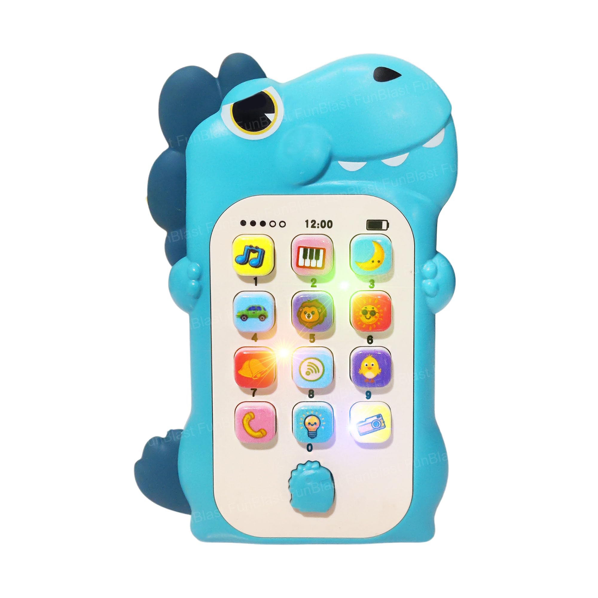 FunBlast Cartoon Musical Mobile Phone for Kids, Mobile with Light & Sound Toys for Babies | Educational Toys for Kids 3+ Years/Boys/Girls-1 Unit (Dino-Blue)