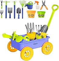 Dimple 15-Pc Garden Wagon & Tools Toy Set for Toddlers 1-3 - Sturdy Kids Gardening Kit for Yard, Beach, Sand Play