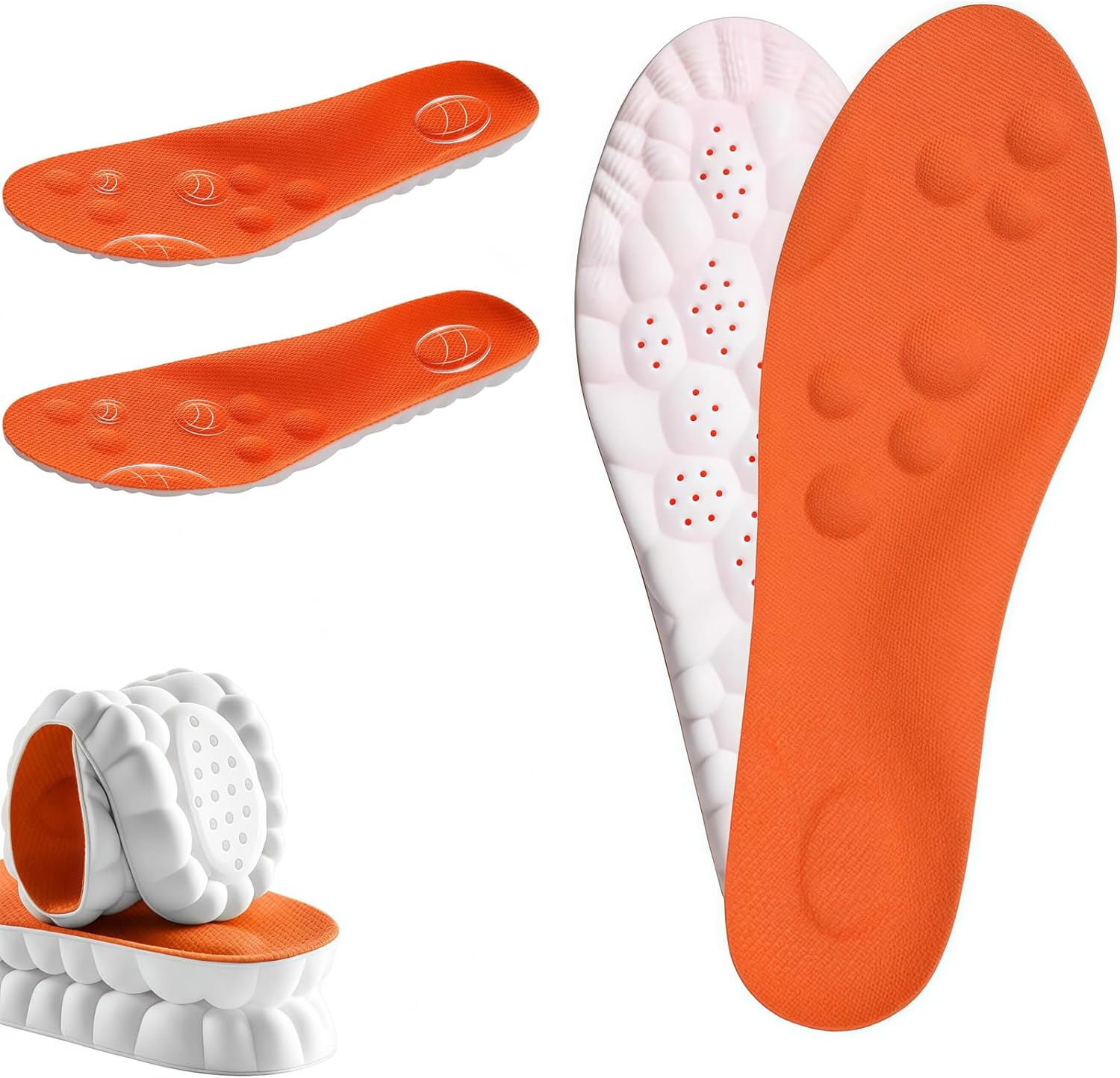 2026 New Steppers Insoles for Men & Women,4D Cloud Massage Memory Foam Insoles with Arch Support for All-Day Comfortable and Breathable (Men 10-11)