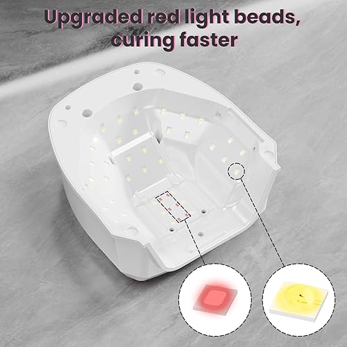 Miniatura 3 de Gelpal Luz UV de 48 W para uñas con 36+6 LED rojos mejorados, secadora de uñas de gel con luz UV para lámpara de curado de esmalte de uñas, lámpara