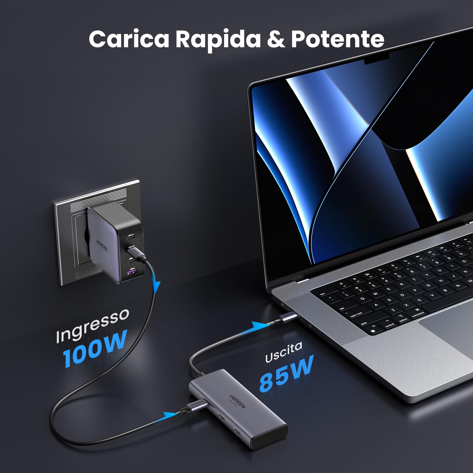 UGREEN Revodok 206 Hub USB C 6 in 1 Docking Station Doppio Display | 2 HDMI, Doppio 4K60Hz, Singolo 8K30Hz, Ricarica PD 100W, Porte USB Multiple 2A1C, Compatibile con MacBook Pro Air e Surface