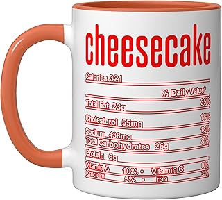 Thanksgiving Christmas Cheesecake Nutritional Facts Ceramic Mug, Orange/White