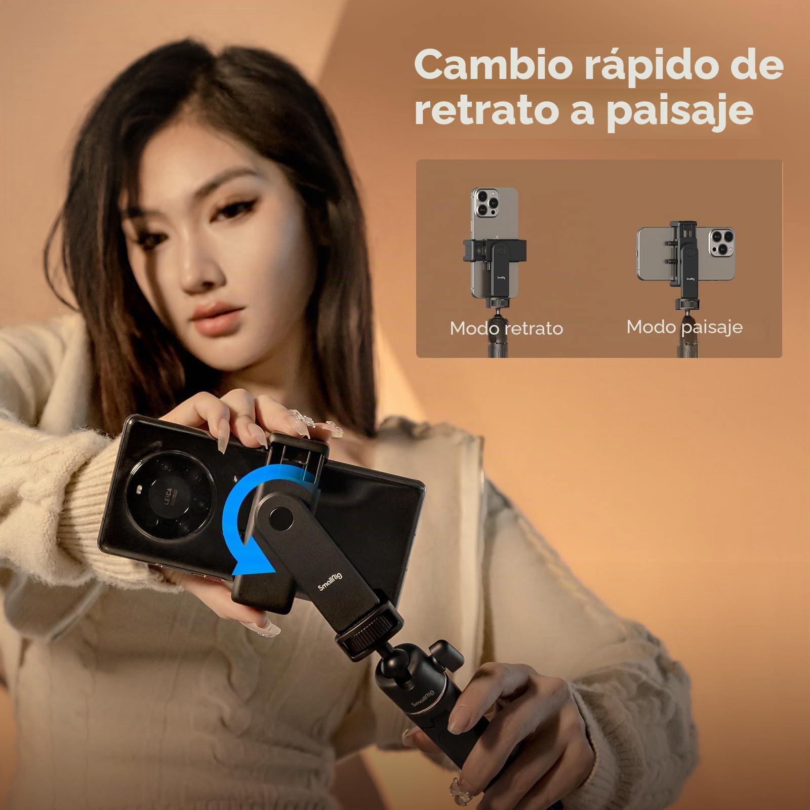 SMALLRIG VK-50 Kit de Vlogging, Trípode Plegable para Teléfono, Equipo de Grabación de Vídeo, con Trípode para Teléfono, Luz y Micrófono, Vlog Stick Portátil y Ligero para iPhone para Samsung-4369