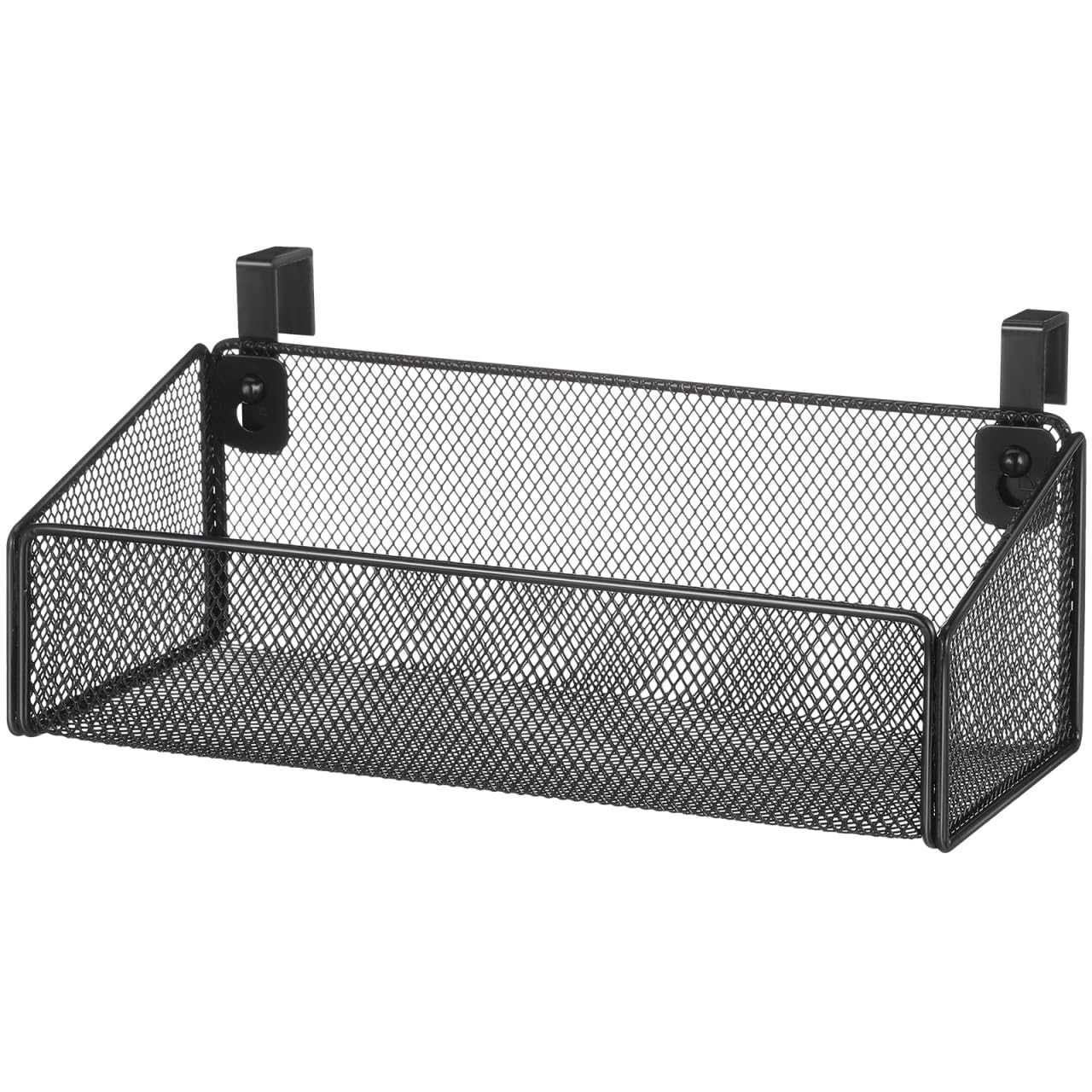 Healvian Metal Bedside Hanging Basket Dormitory Bed Storage Organiser Mesh Bed Shelf with Hooks Hanging Sundries Holder Shelf for Bedside Books Tablets and Accessories