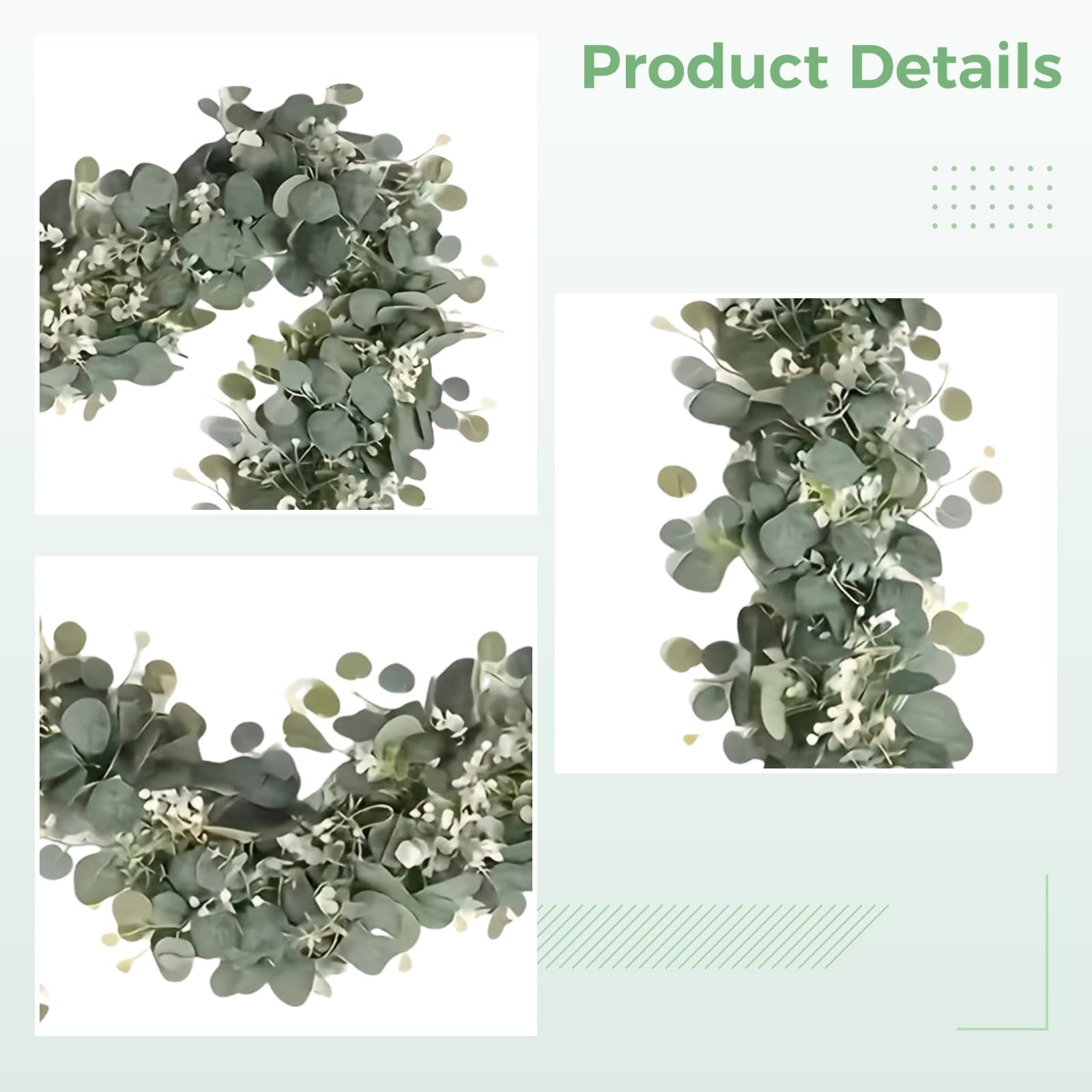 Lot de 8 guirlandes d’Eucalyptus Artificiel, 180 cm, Fausse Verdure avec gypsophile, lianes suspendues en Plastique, décoration pour Maison, Bureau, Mariage, Fond d’Arche, Mur, Salon