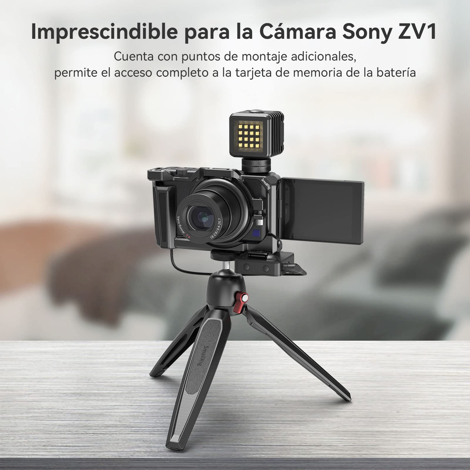 SMALLRIG ZV-1F / ZV-1 Cage Camera Jaula para Cámara Sony ZV-1F / ZV-1, con Cold Shoe Incorporada y Empuñadura de Gel de Silicona- 2938