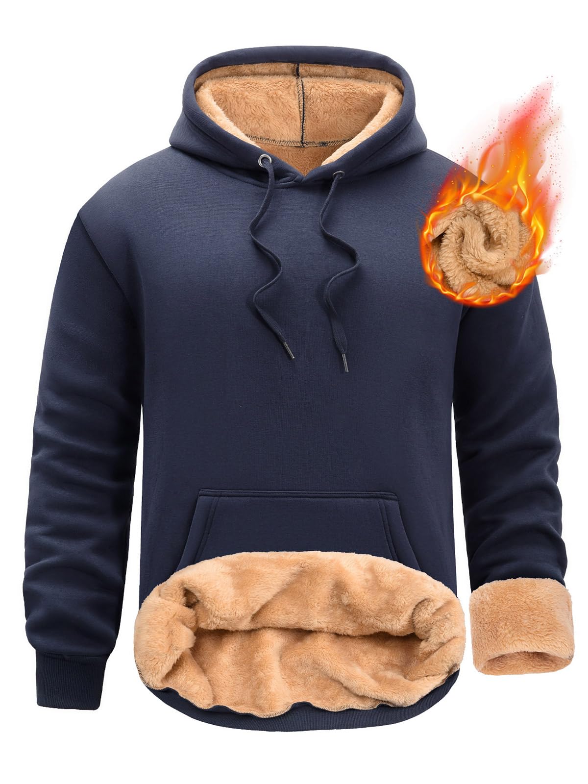 UMIPUBO Felpa Uomo con Cappuccio Invernale Giacca Felpe in Pile Caldo Manica Lunga Termica Foderato Pullover Girocollo Hoodie Sweatshirt con Tasche Cappotto da Uomo Abbigliamento