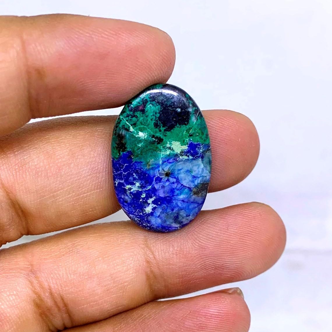 1 Pcs. Of Natural Azurite Malachite Oval 26x17x4mm Cabochon loose gemstone for jewelry making. (DIY, Ring, Pendant, Necklace)| GH_NAT_04615