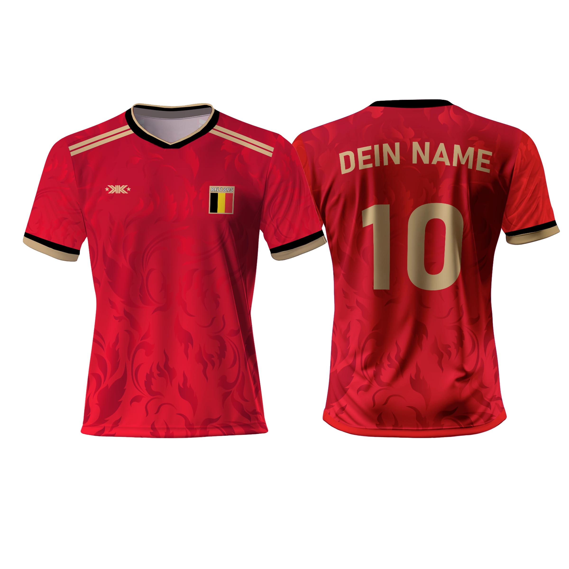 WeiaiziY Belgium Football Shirt Jersey, 2026 Personalized Football Jersey with Custom Name, Number and Logo, Unique Design Gift for Kids, Boys and Men Womens, Breathable