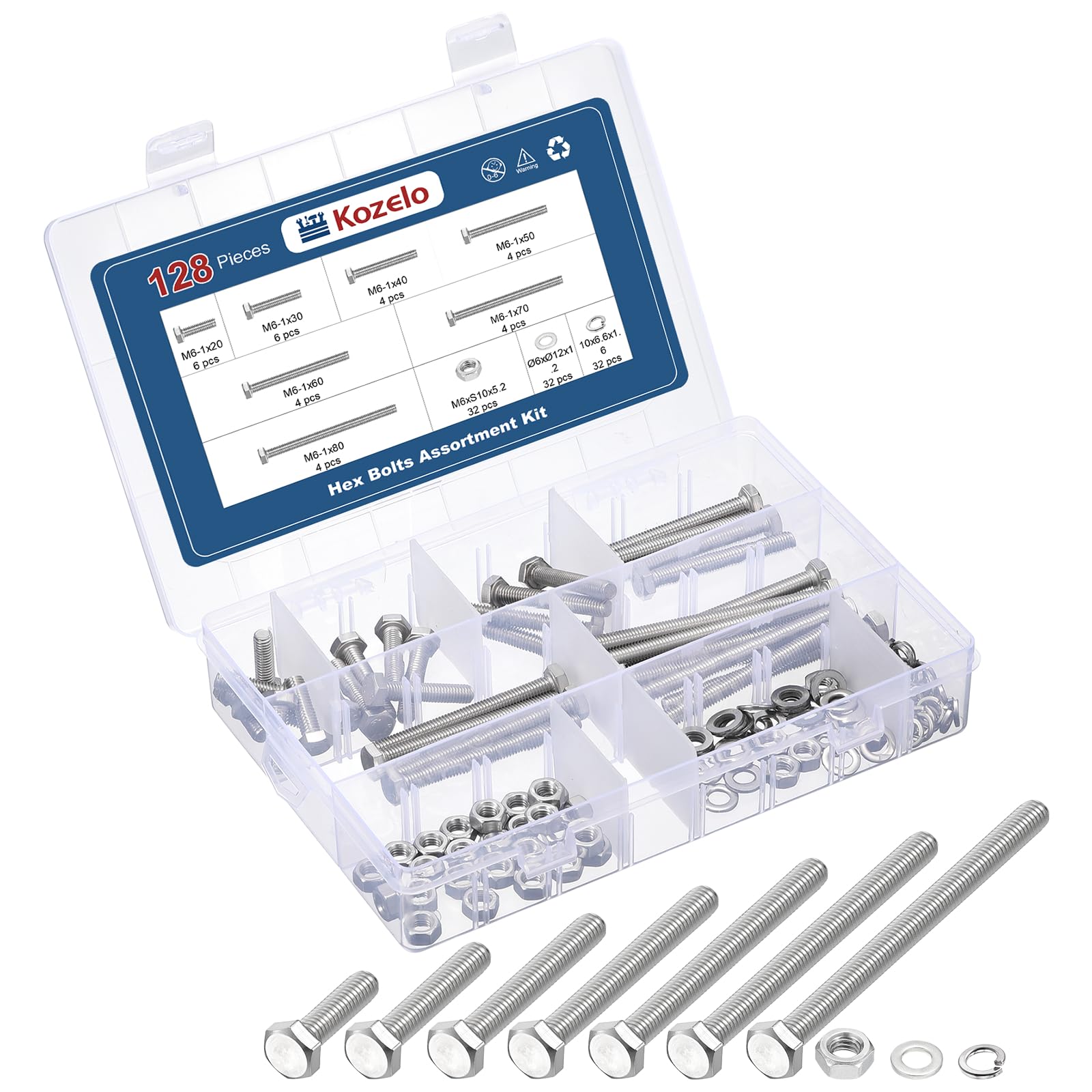 Kozelo 128 Pcs Bolts and Nuts Washers Kit