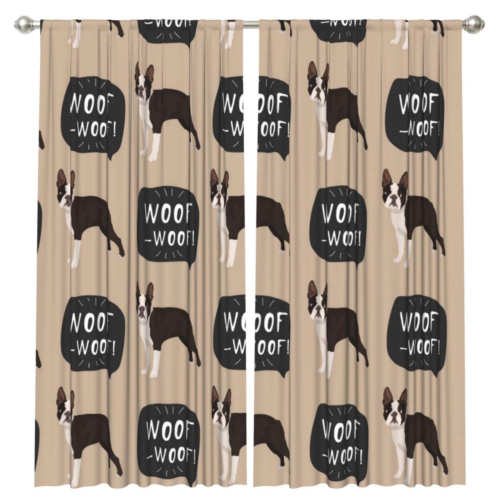InOmak English Pattern Dog Background, 2 Panels Window Curtains 52 x 84 Inch Blackout Curtains for Living Room Bedroom