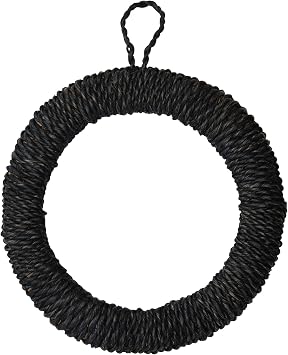 Bloomingville Unique Round Hand-Woven Abaca Rope Hanger Trivet, 7 Inch, Black