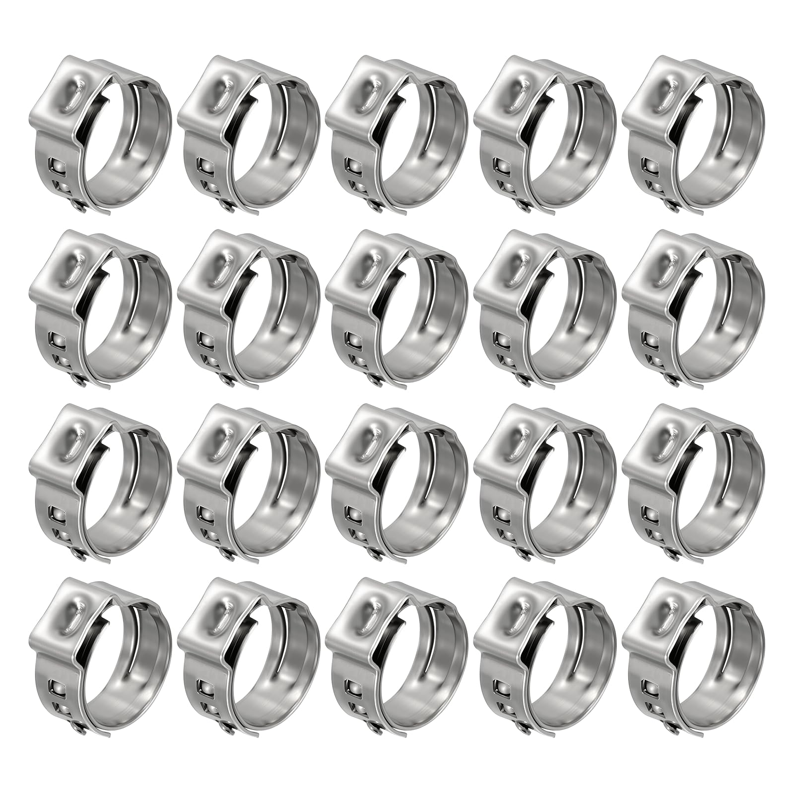 Kozelo 20Pcs Stainless Steel Single Ear Hose Clamps, Adjustable 8.3-10mm Heavy Duty Crimp Hose Clamp Assortment Kit, Metal Ear Cinch Rings Crimp Pinch Fitting for Automotive, Tubing โ image 1