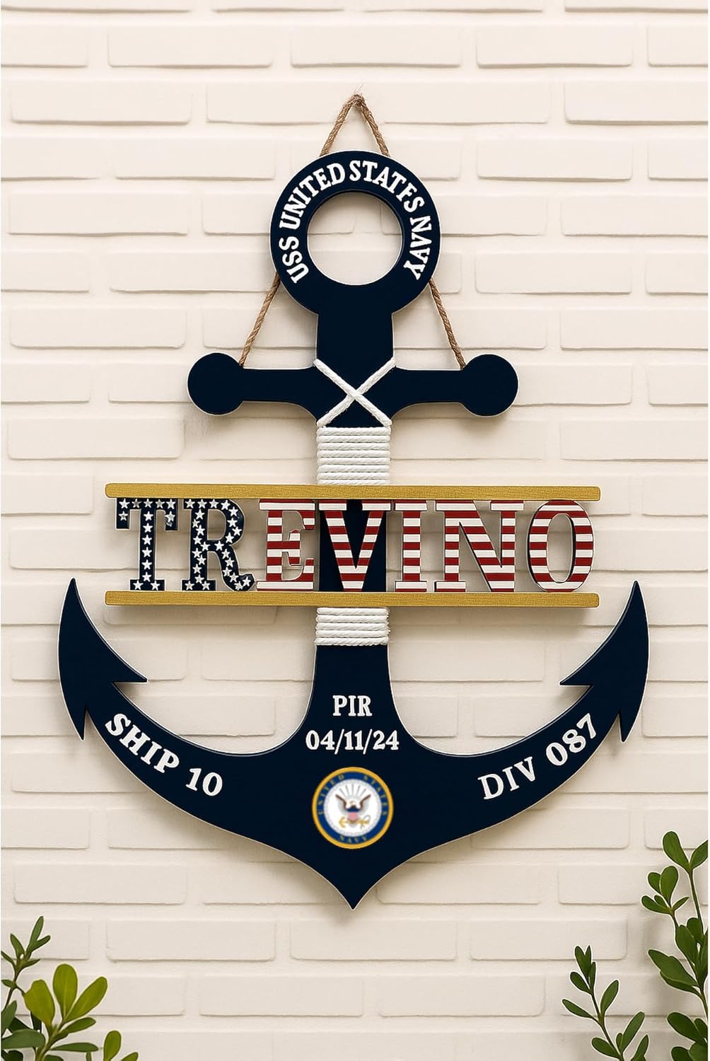 Personalized Anchor Wood Sign With Name, PIR Graduation Nautical Door Hanger, Navy Graduation Gift, Navy PIR Graduation Gifts, Ship Decor, Boy Room Nursery Beach Ocean Themed (Design 7)
