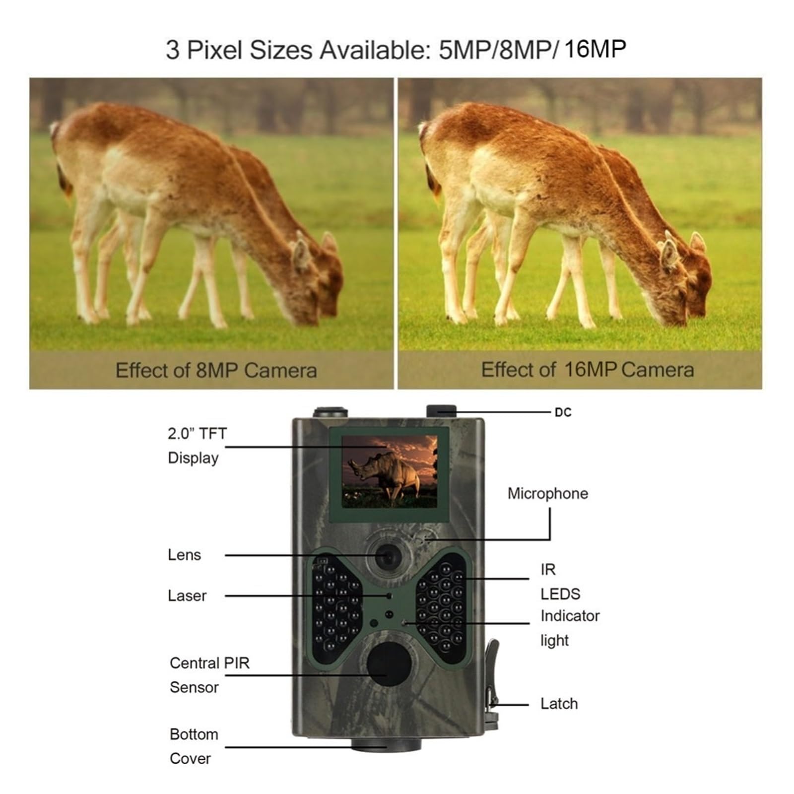 VChics Cámara de vigilancia para Exteriores, Cámara De Rastreo For, Trampas Fotográficas 16MP, SMTP MMS gsm 1080P, Visión Nocturna HC330M, Cámaras Inalámbricas Vigilancia For Vida Silvestre