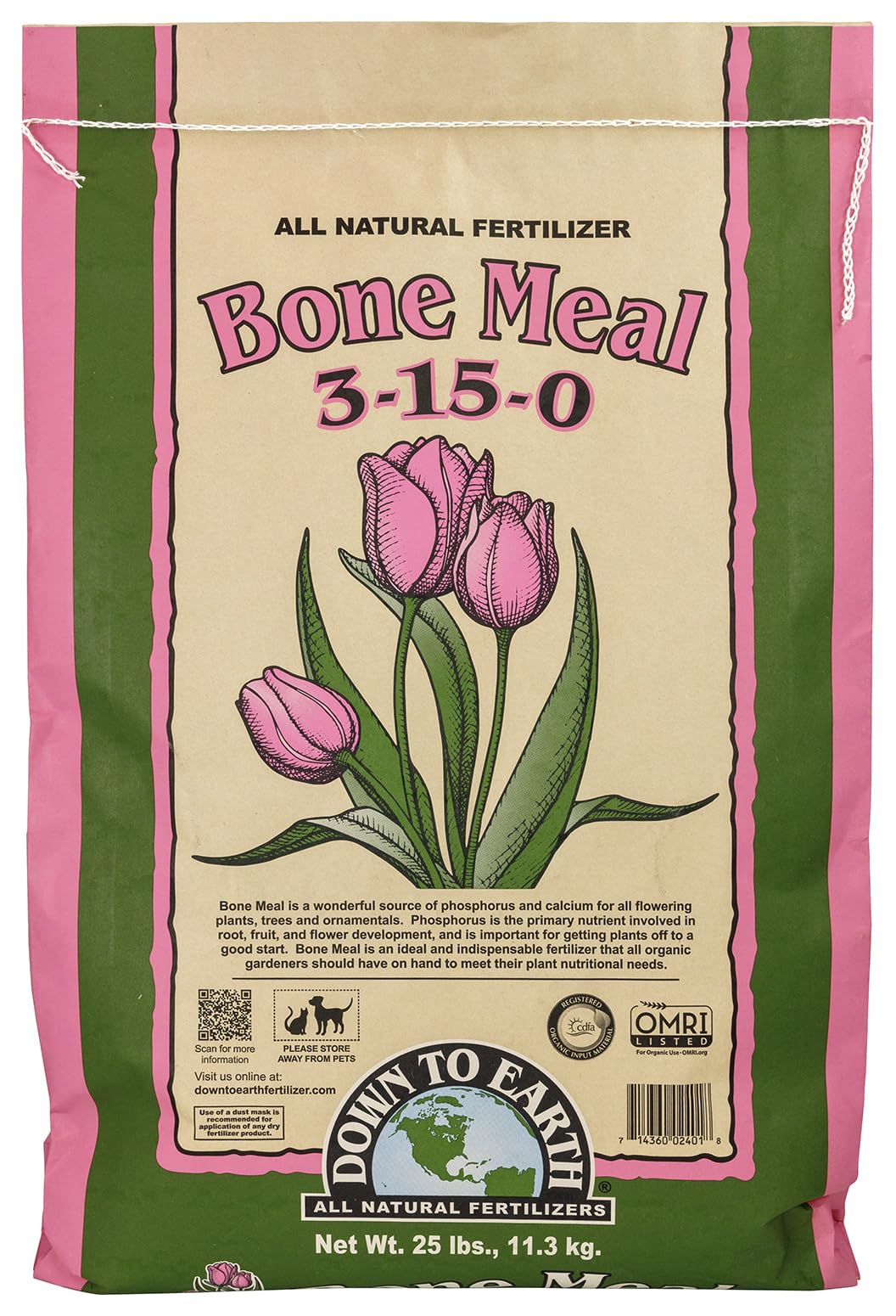 Down To Earth All Natural Bone Meal 3-15-0 Fertilizer - 25 lb 02401