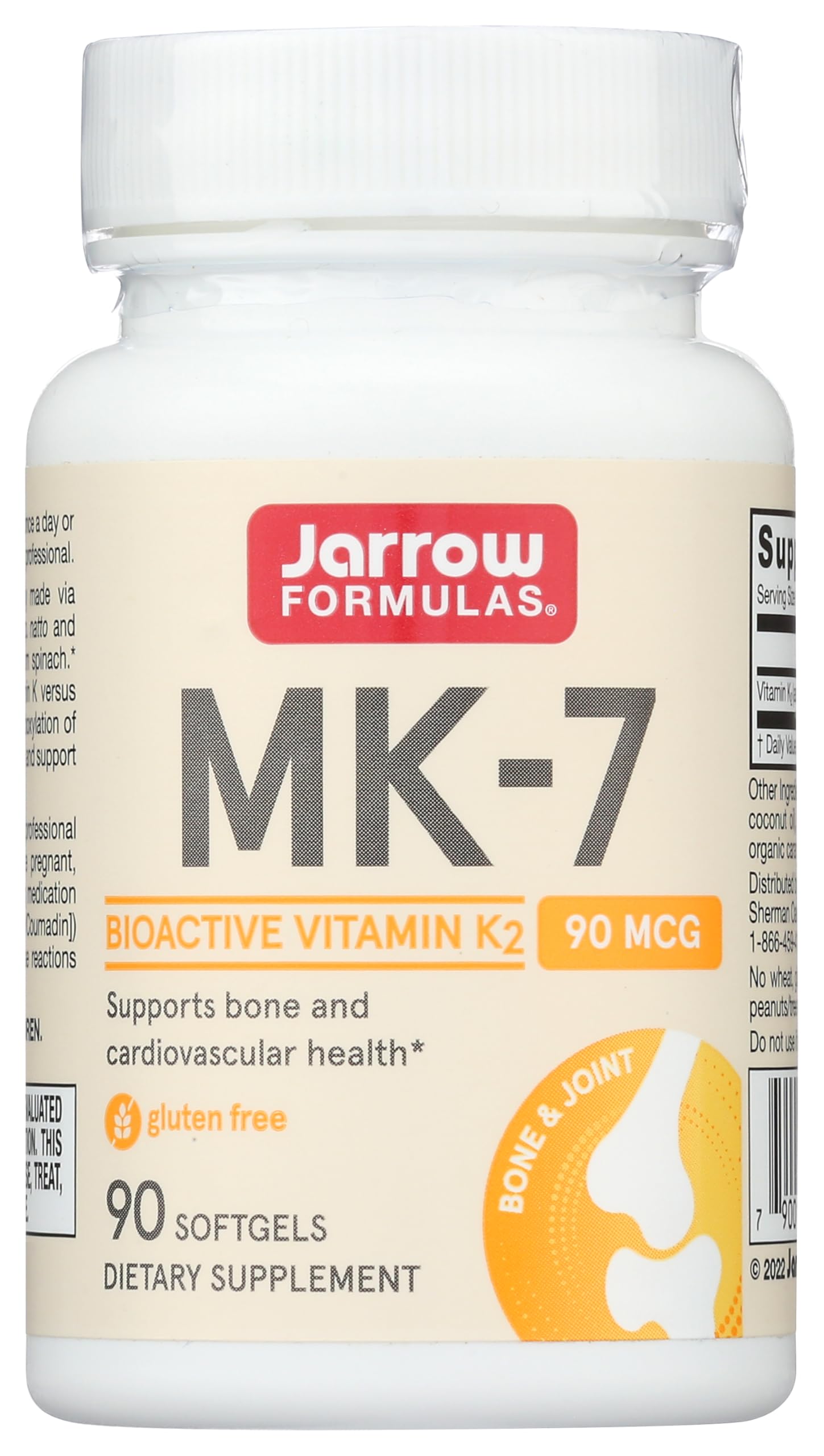 Jarrow Formulas MK-7, 90 mcg, 90 Softgels 90 Count (Pack of 1)