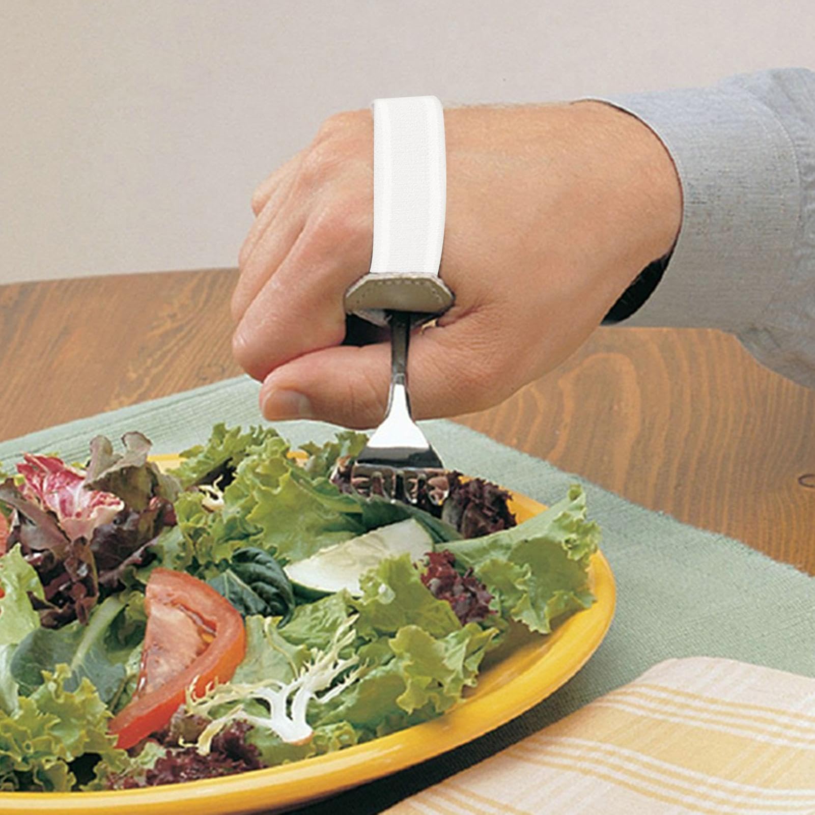 Correa de soporte para cubiertos, puño elástico para utensilios de fácil agarre, soporte para utensilios de comedor, ayuda ligera y adaptativa para la alimentación para ancianos, personas mayores
