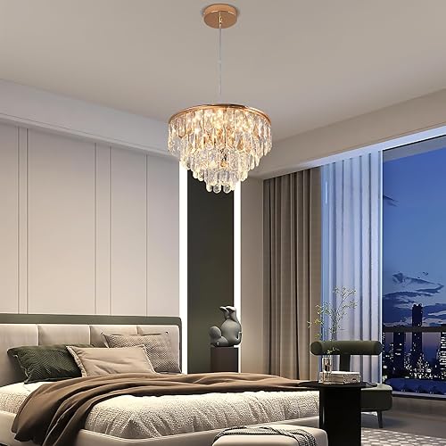 Miniatura 64 de Moderno candelabro de cristal LED, iluminación empotrada, lámpara colgante con control remoto para sala de estar, comedor, dormitorio, isla