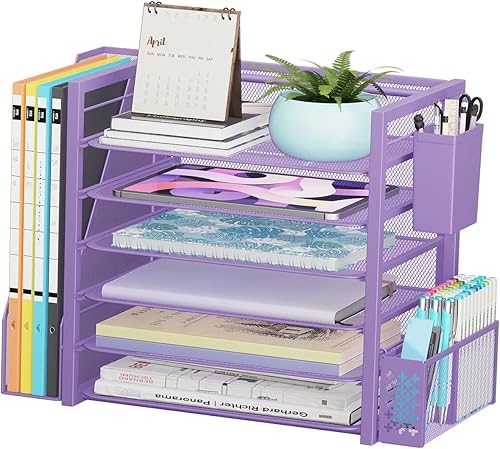 Vista 10 de Simple Trending Organizador de archivos de escritorio de 6 niveles, organizador de bandejas de papel con soporte para archivos y contenedor