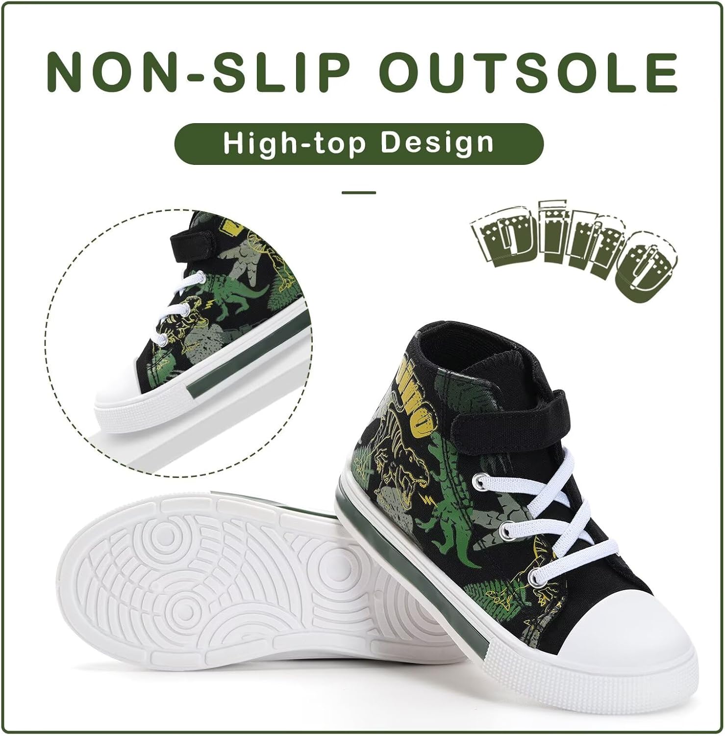 EUXTERPA Kids Toddler Sneakers Light Up Flashing Shoes Girls Boys Easy Fasten High Top Walking Canvas Sneaker - Image 5