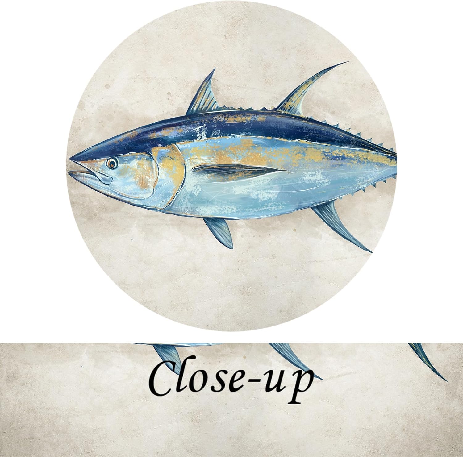 KREATIVE ARTS Canvas Set of 3 Marlin Blue, Mahi, Yellowfin Tuna | Realism Marine Life Animals Nautical Canvas Painting Prints | Sealife Art Decor for Living Room, Bedroom, Office Each 12x16''