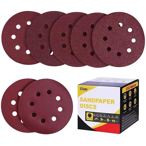 100pcs Sanding Discs,125mm Sanding Discs Pads,8 Hole 5-inch Hook and Loop Orbital Sanding Discs 60 80 100 120 180 240 320 Mixed Grits for Random Orbital Sander Cover