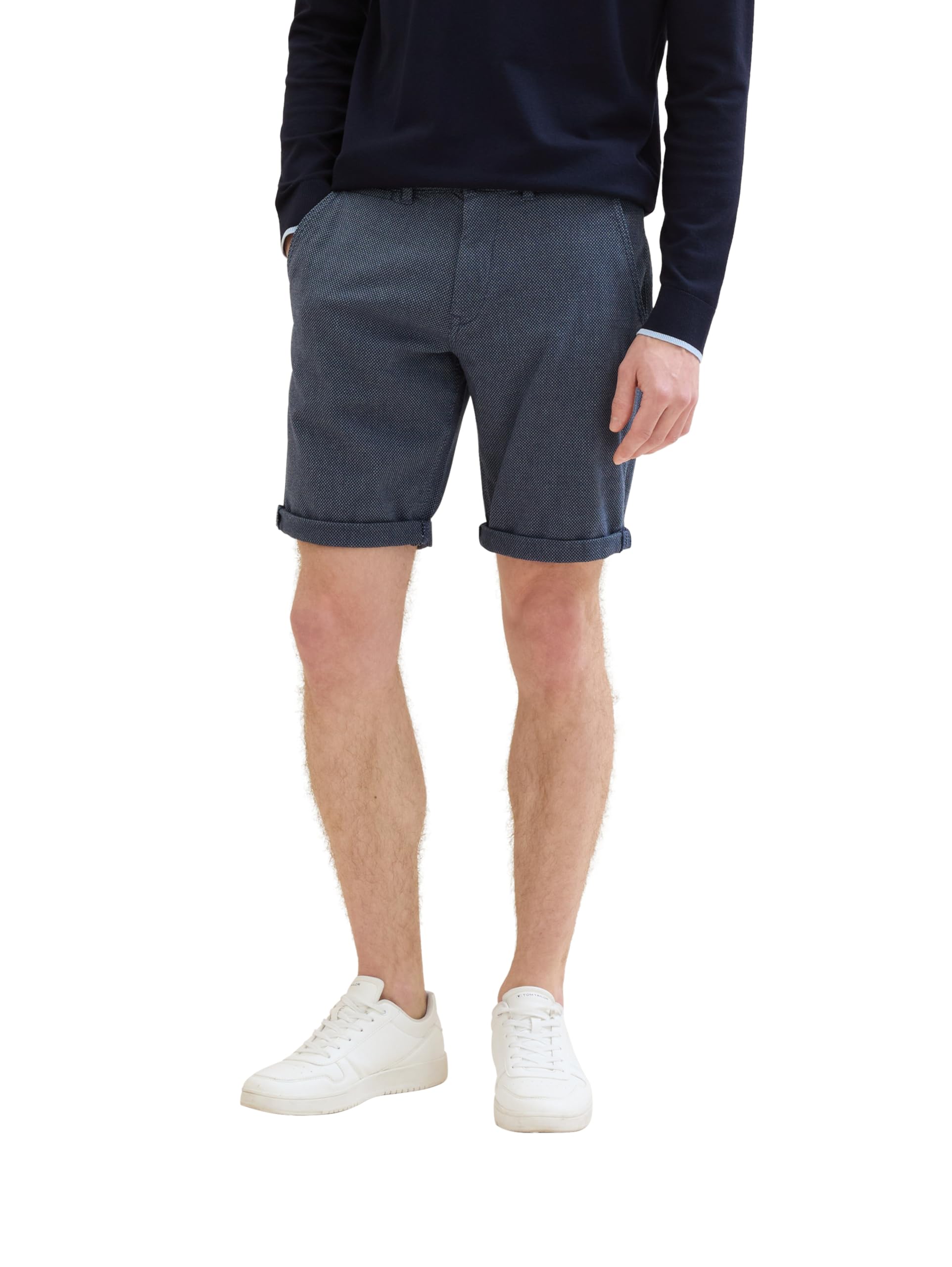 TOM TAILOR Herren Regular Fit Chino Shorts, Navy Diamond Structure, 28