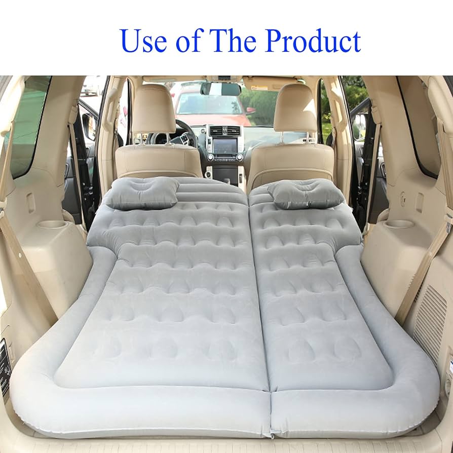 SUV Luftmadrass Bilsu00e4ng Camping Kudde Kudde Uppgraderad Fu00f6rtjockad Och Universell Bilmadrass Camping Bu00e4rbar Sovdyna Fu00f6r Resor Camping Anvu00e4ndning I Din Bil RV Minibuss Bagageutrymme (gru00e5