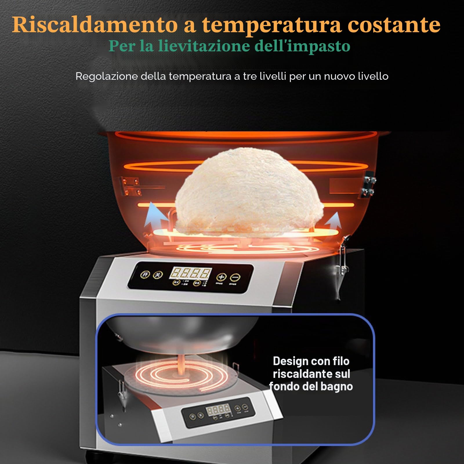 Impastatrice a spirale elettrica da 5 kg/8 kg, velocità regolabile, 1800 W, in acciaio inox, per impastare, insalata, panna, 5 kg-220 V.