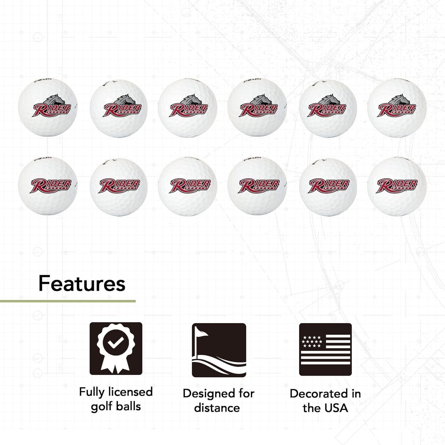Desert Cactus Rider University Golf Balls 12 Pack – RU Broncs Full Color Dozen – Officially Licensed Sport Team Accessory