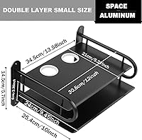 Vista 2 de Caja de almacenamiento de enrutador WiFi inalámbrico doble de metal negro, estante de TV, estante para colgar en la pared, soporte de tablero