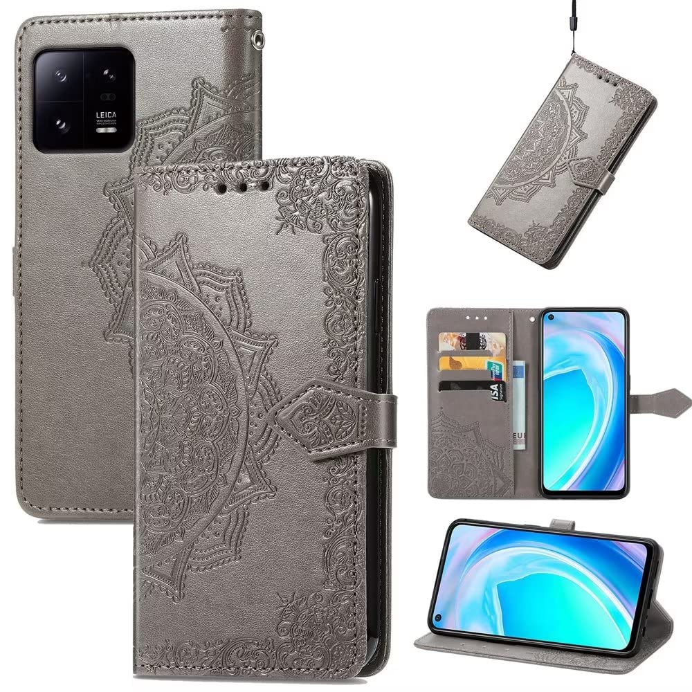HONLEN Custodia Portafoglio Per Xiaomi 13T / 13T Pro, Pelle PU Con Stampata Mandala, 3 Slot E Supporto
