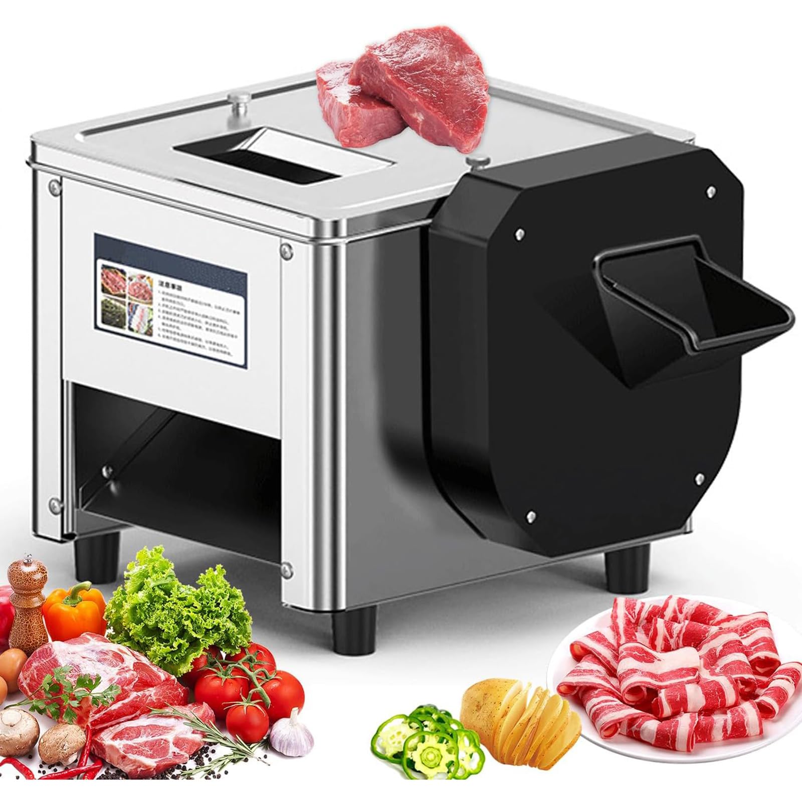 Stainless Steel Electric Food Mincer &amp; Slicer Versatile Vegetable Shredder, Meat Cutter &amp; Food Processor for Kitchens and Butchers Heavy-Duty,Easy to Clean (Single)