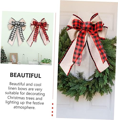 Miniatura 5 de Tofficu 2pcs Christmas Bow Wreath Decor Jute Bowknot Xmas Bow Pendant Nativity Decor Christmas Tree Hanging Bow Tree Hanging Decoration Adornos para