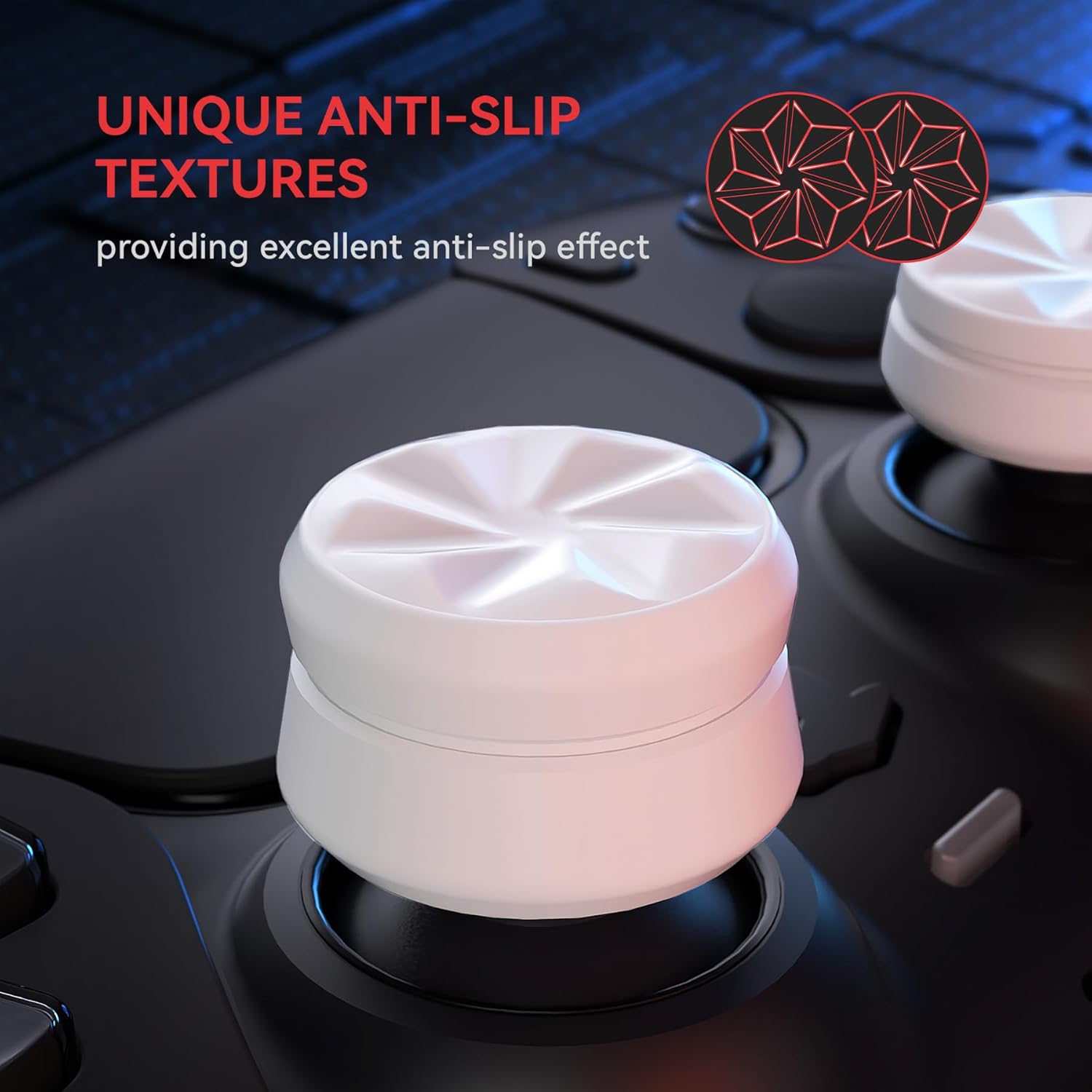 PlayVital Thumbstick Caps for ps5, ps4, Xbox Core, Xbox One, Xbox One S/X, Xbox Elite Series 2, Nintendo Switch Pro - White Rubber Thumb Grips with Air Cushion Technology - Image 5