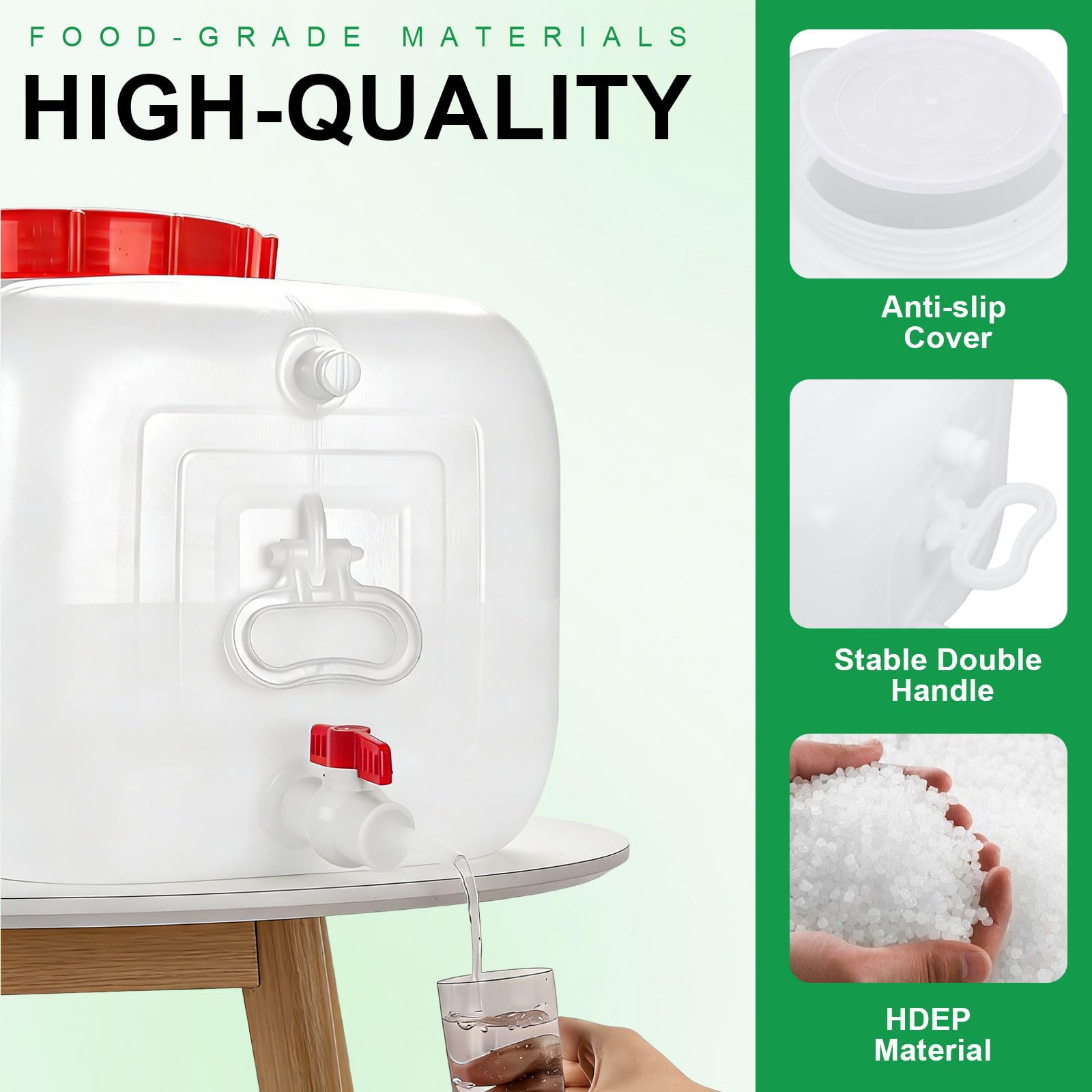 Wasserkanister mit Hahn Lebensmittelechter PEHD Wassertank für Camping, Wohnmobil, Garten Tragekanister mit Ablasshahn UV-beständig & bruchfest trinkwassertank(Size:80L,Color:Weiß)