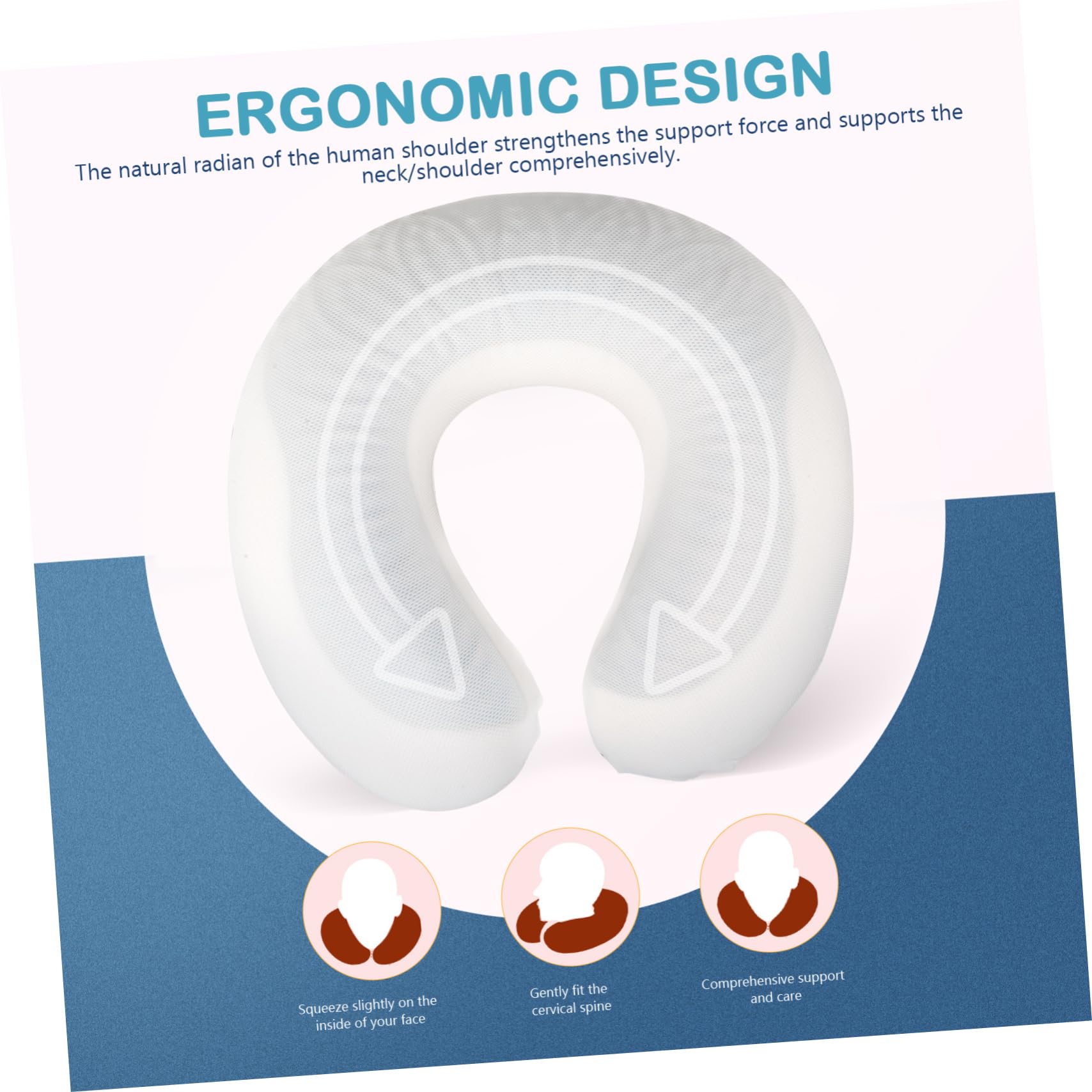 Cuscino Cervicale da Viaggio a U in Cotone e Gel, Bianco | Adulti, Design Compatto e Leggero, Supporto per Collo, Uso Casa e Ufficio