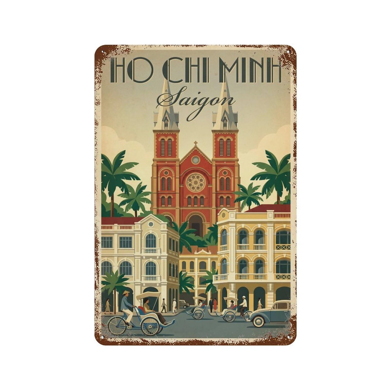Metal Tin Sign Travel Retro Vietnam Ho Chi Minh