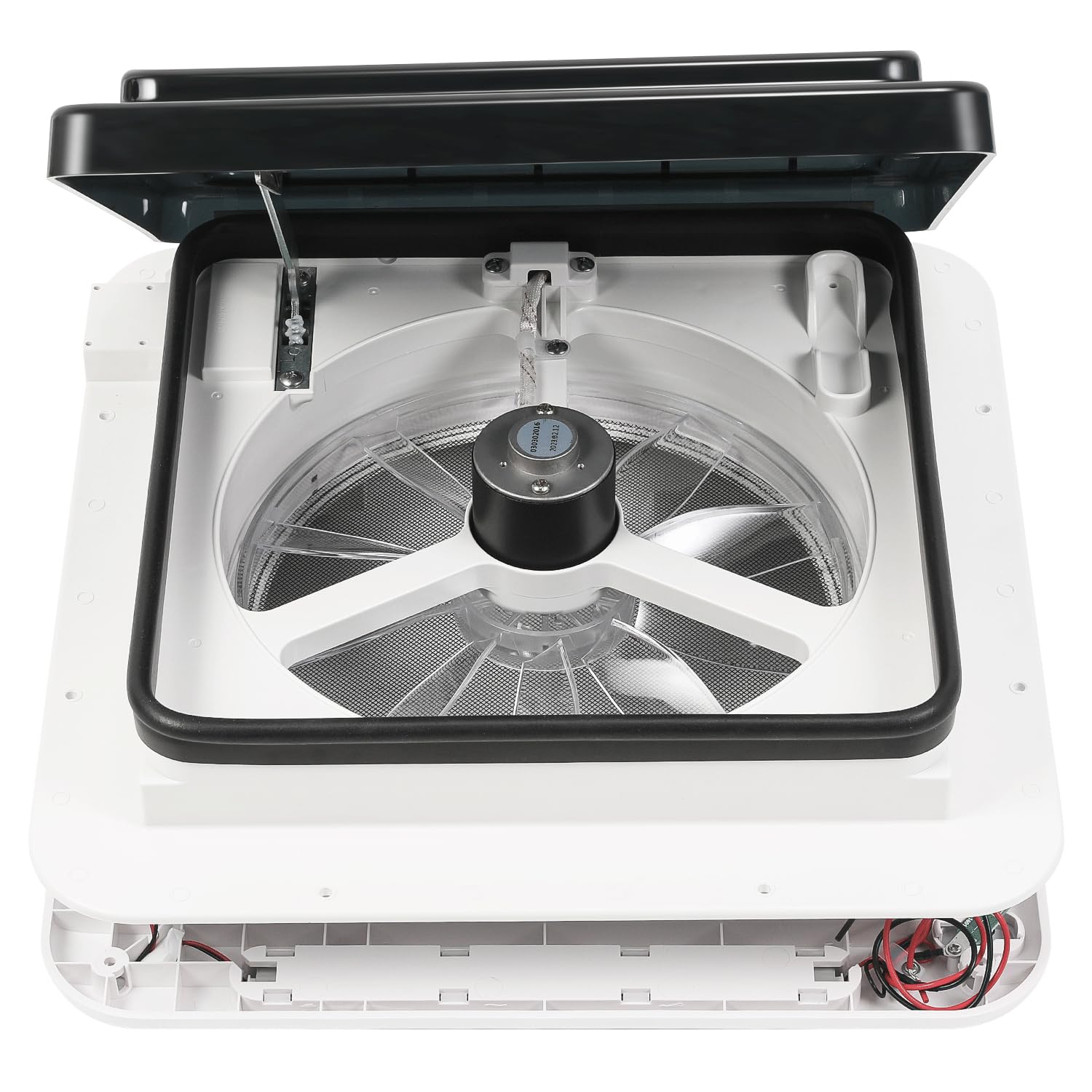 Wentylator dachowy 12V z światłem LED do kampera, wentylator wywiewowy IP68 28x28cm, Cichy wentylator RV 20–65dB, wentylacja do przyczepy kempingowej, wentylator dachowy z oknem 36x36cm do