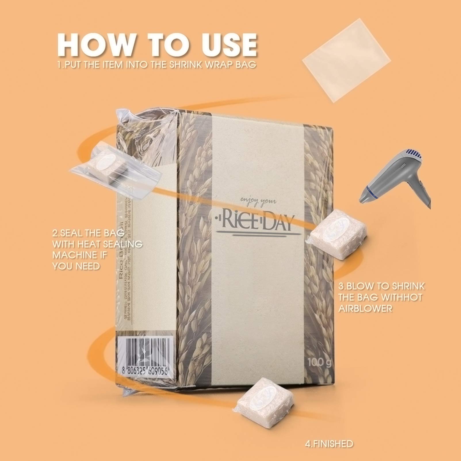 MUCKLILY 1000pcs PVC Shrink Wrap Bag Heat Shrink Film for Essential Oil Bottles Sealer Bags