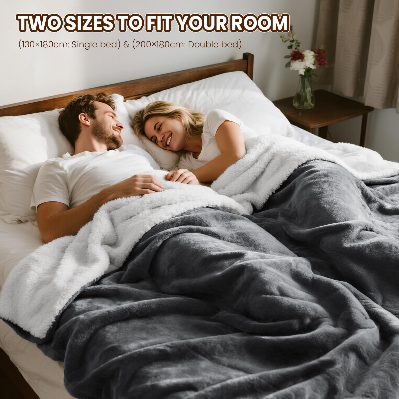 Heizdecke XXL 200x180 cm, Wärmedecke Elektrisch mit Abschaltautomatik, 6 Heizstufen, Elektrische Heizdecke für Bett und Sofa, mit Überhitzungsschutz, Waschbar
